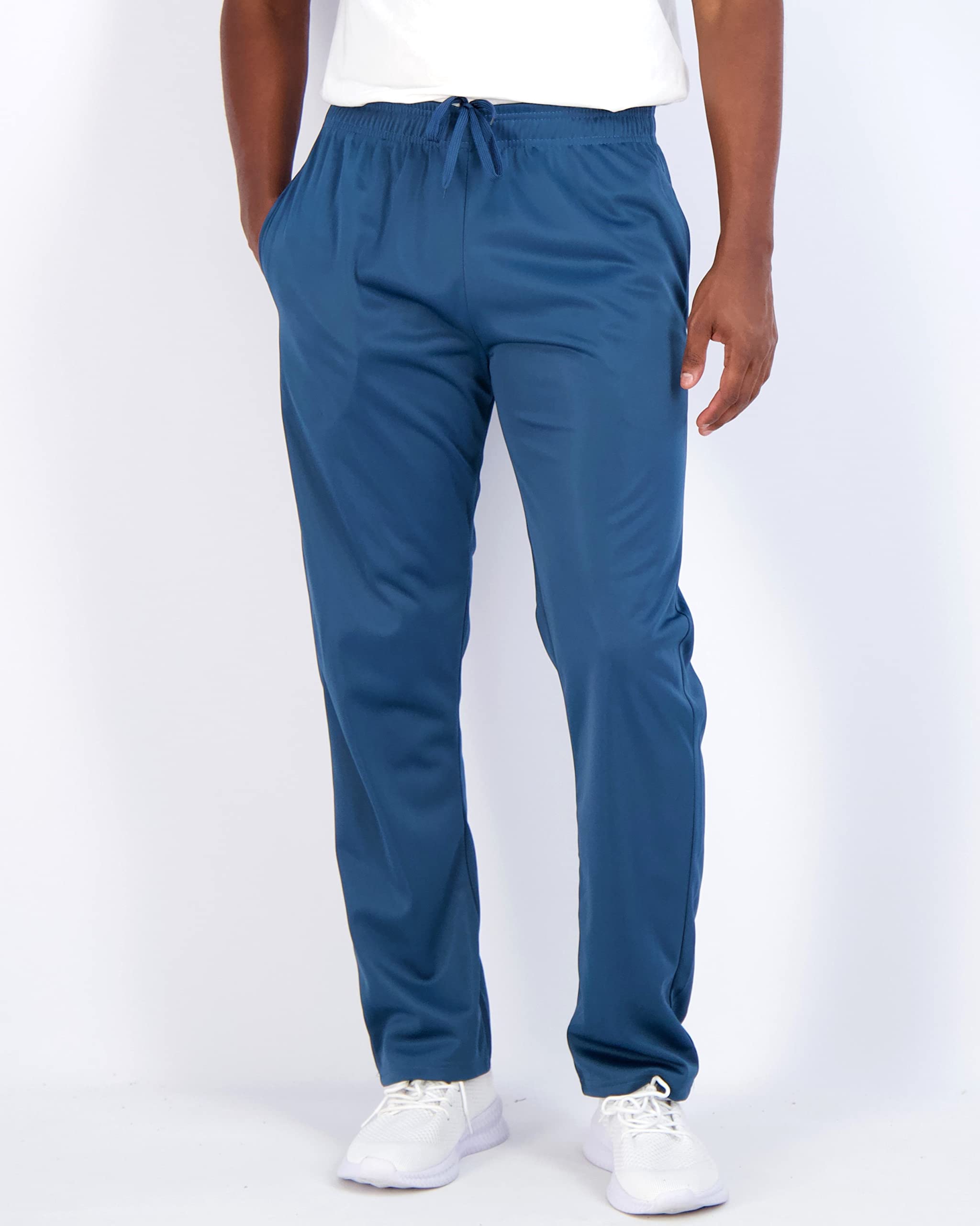 Real Essentials 3 Pack: Men's Active Athletic Casual Tricot Open Bottom Sweatpants with Pockets (Available in Big & Tall)
