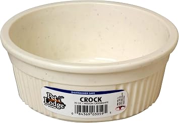 Pet Lodge Crock Pet Bowl | Heavy Duty Plastic | Dog Feed & Water Bowl | Granite | 2.5 Cups | Medium