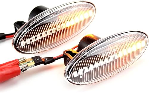 Miniatura 9 de 1 par de luces de marcador de guardabarros delanteros dinámicos laterales compatibles con Ni-ssan D-ualis, Qa-shqai, Ju-ke, Mi-cra, Mar-ch, Mi-cra,