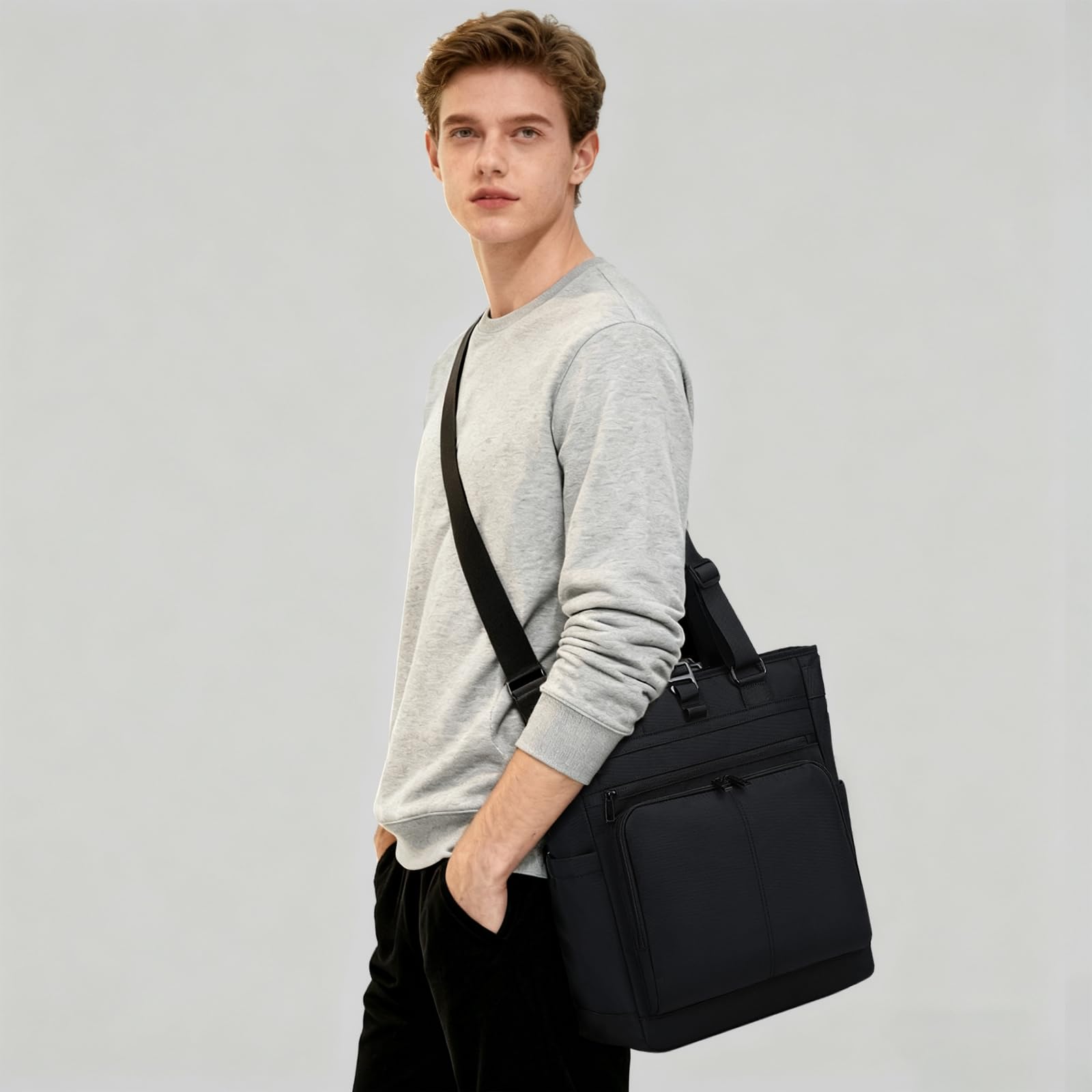 mygreen Borsa trasformabile per computer portatile, borsa a tracolla, 15/15,6 pollici, multifunzione, per affari, scuola/viaggi, nero