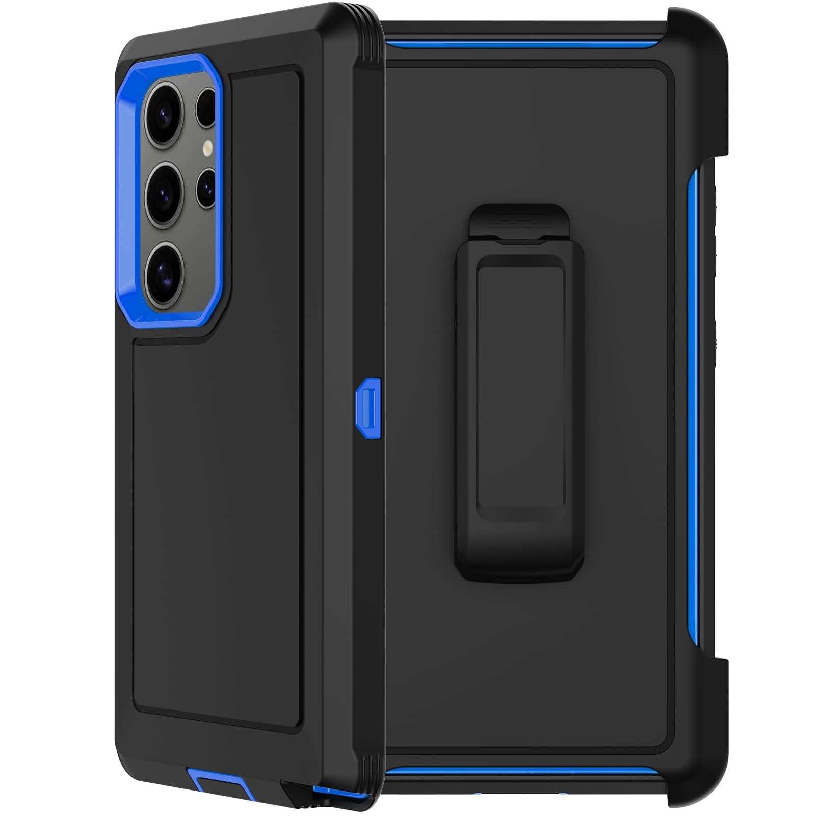 RubCase for Samsung Galaxy S24 Ultra Case with 2X Screen Protector, Dual Layer Bumper Cover with Belt Clip Holster & Kickstand, Full Body Heavy Duty