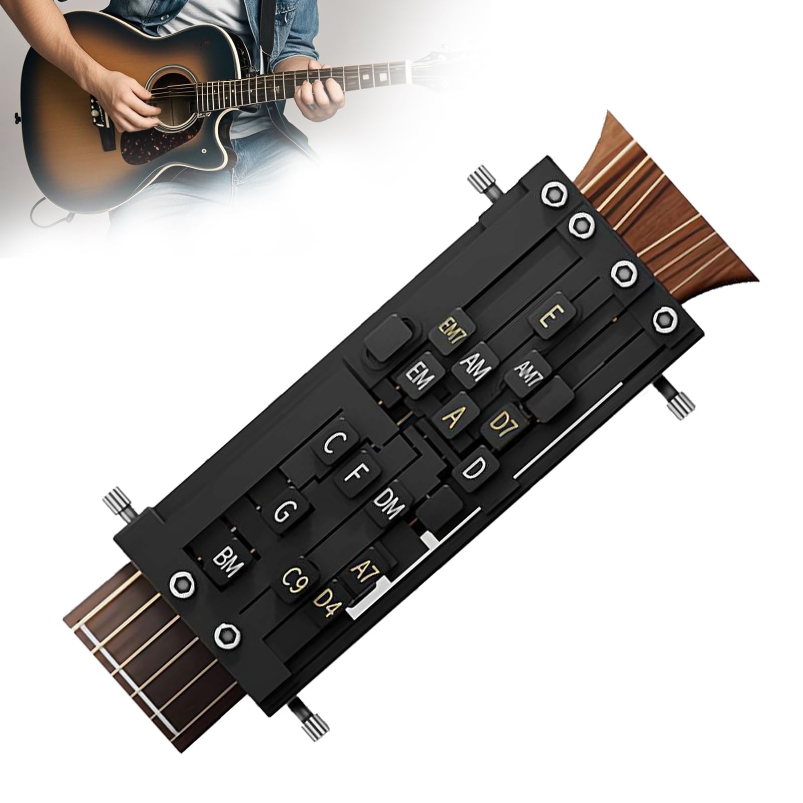 Presse-accords De Guitare Portable - Outil D'aide Pour Débutants Et Pros - Apprentissage Des Accords, Pratique Facile - 6