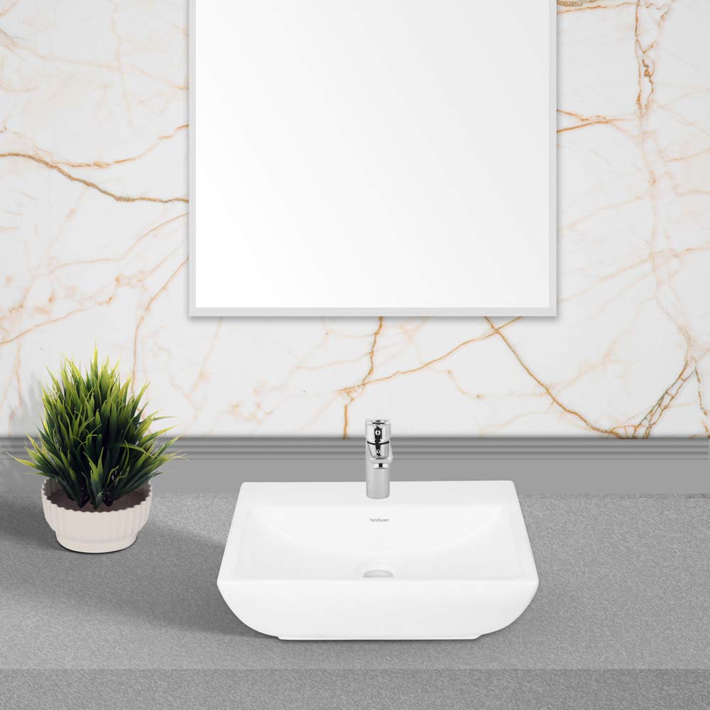 Hindware Fabio Table Top Wash Basin with Single Faucet Hole (Starwhite