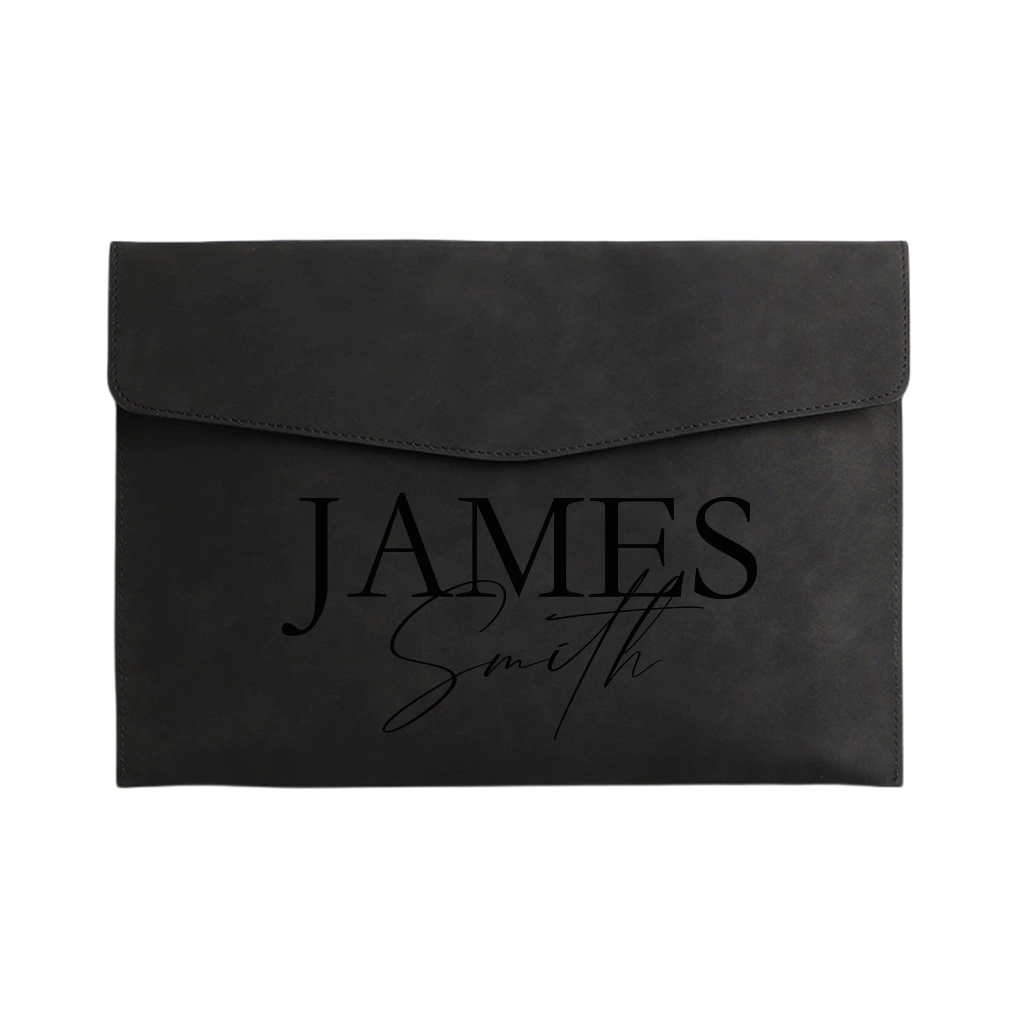 Customized A4 File Folder Expandable File Organizer,Personalized Name PU Leather Envelope Holder for Work、School、Home、Office (Black)