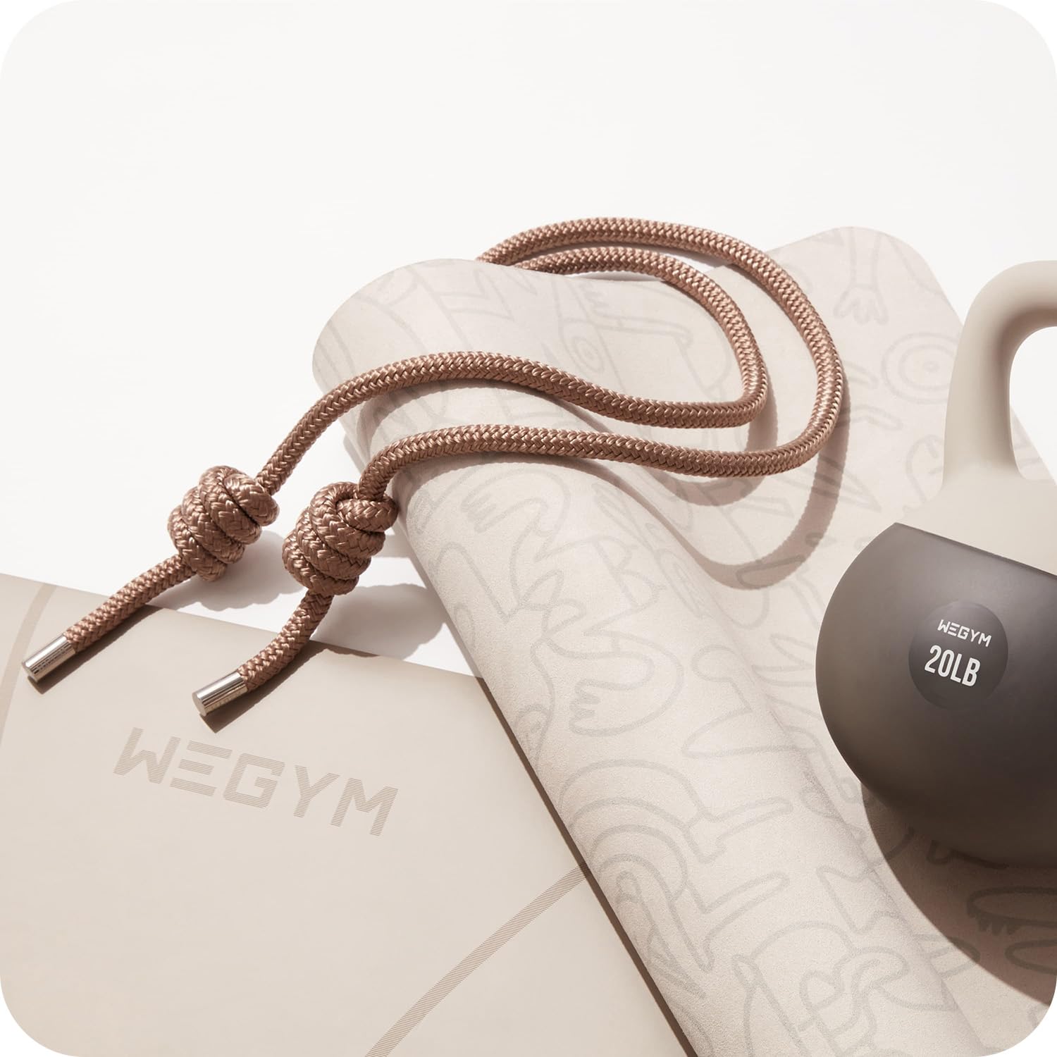 WEGYM Flow Rope - Corda per saltare per esercizi in casa, palestra, cardio, per salto freestyle, lunghezza regolabile, per principianti, 999 g, arenaria
