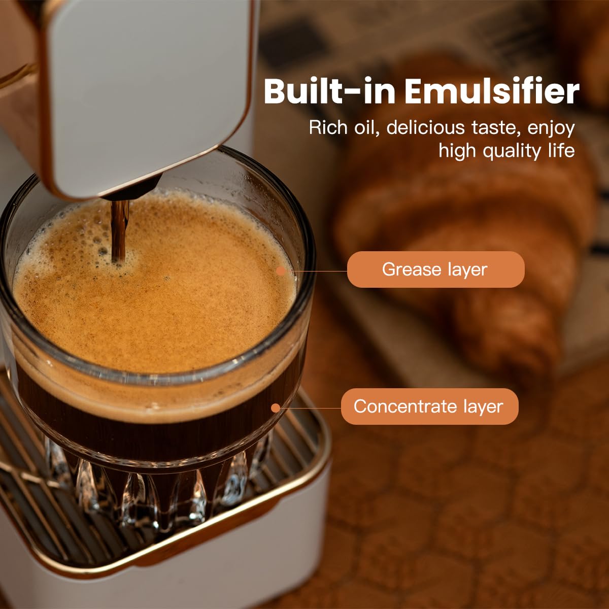 Cutesun Máquina de café espresso compatible con Nespresso OriginalLine, cafetera espresso para Nespresso OriginalLine, café Battistino, Rosso Caffe, Peet's Espresso y más, 0.8 litros, Blanco