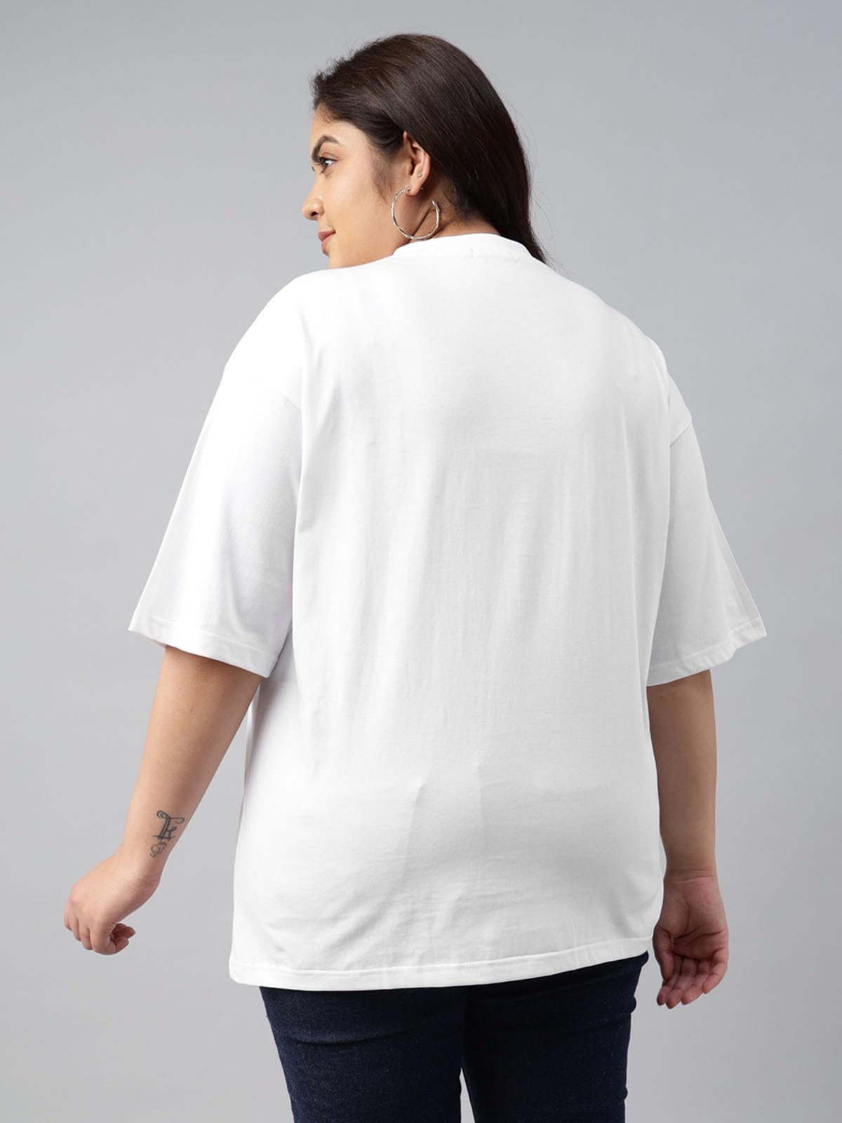 JUNEBERRY 100% czysta bawełna oversize luźne krople na ramiona jednolity kolor plus size damskie 2-pak (2XL do 5XL)