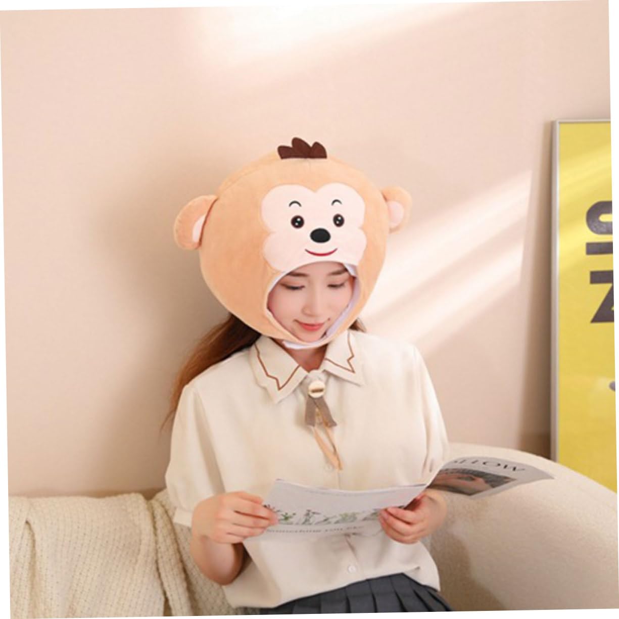 Cabilock Sombrero De Peluche Cabeza De Mono Accesorio Divertido Para Cosplay Fiesta y Disfraz Sombrero De Para Eventos De Fiesta