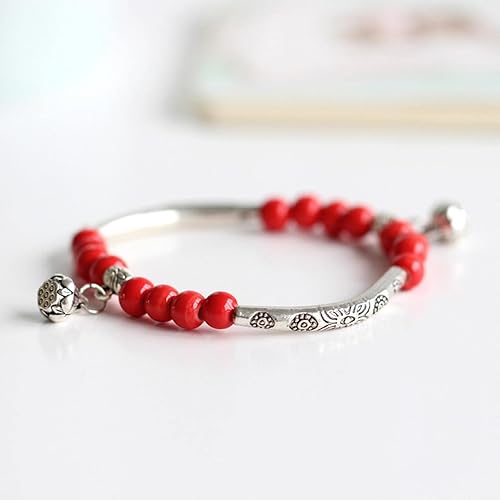 Miniatura 5 de Xuyuan Ceramic Bracelets for Women  Alloy Bracelets Ceramic Beads Charm,Lucky Charm Fortune Bangle Bracelet with Colorful Ceramic Beads