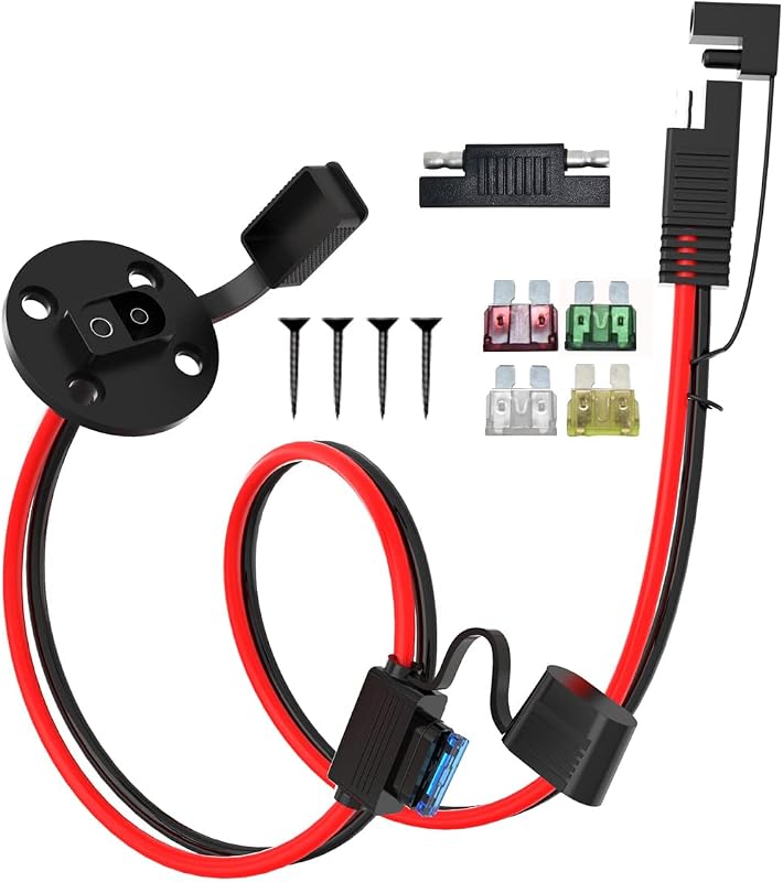 Cabo de alimentação SAE para painel lateral ELFCULB 10 AWG com fusíveis para carregamento de RV – 60 cm