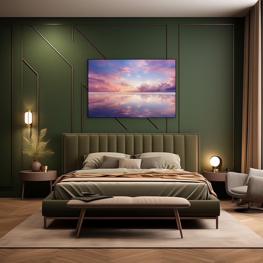 Canvas for Living room. Sunset Serenity � Unveiling Nature's Masterpiece at the Tranquil Beach, 27 x 18 inch Canvas Wall Art - Contemporary Masterpieces - Modern Home Decor - 69x46 cm (27x18 inch)