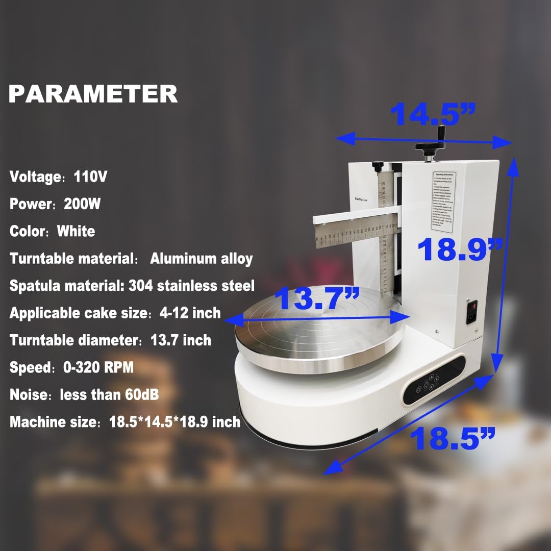 Electric Cake Decorating Machine 110V Commercial Cake Decorating Coating Machine 0-320 RPM Electric Cake Cream Spreading Coating Smearing Machine for 4-12inch Cake, 200W