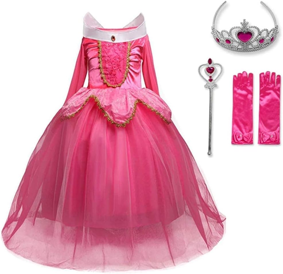 DH Sleeping Beauty Princess Party Girls Costume Dress with Cosplay Accessories