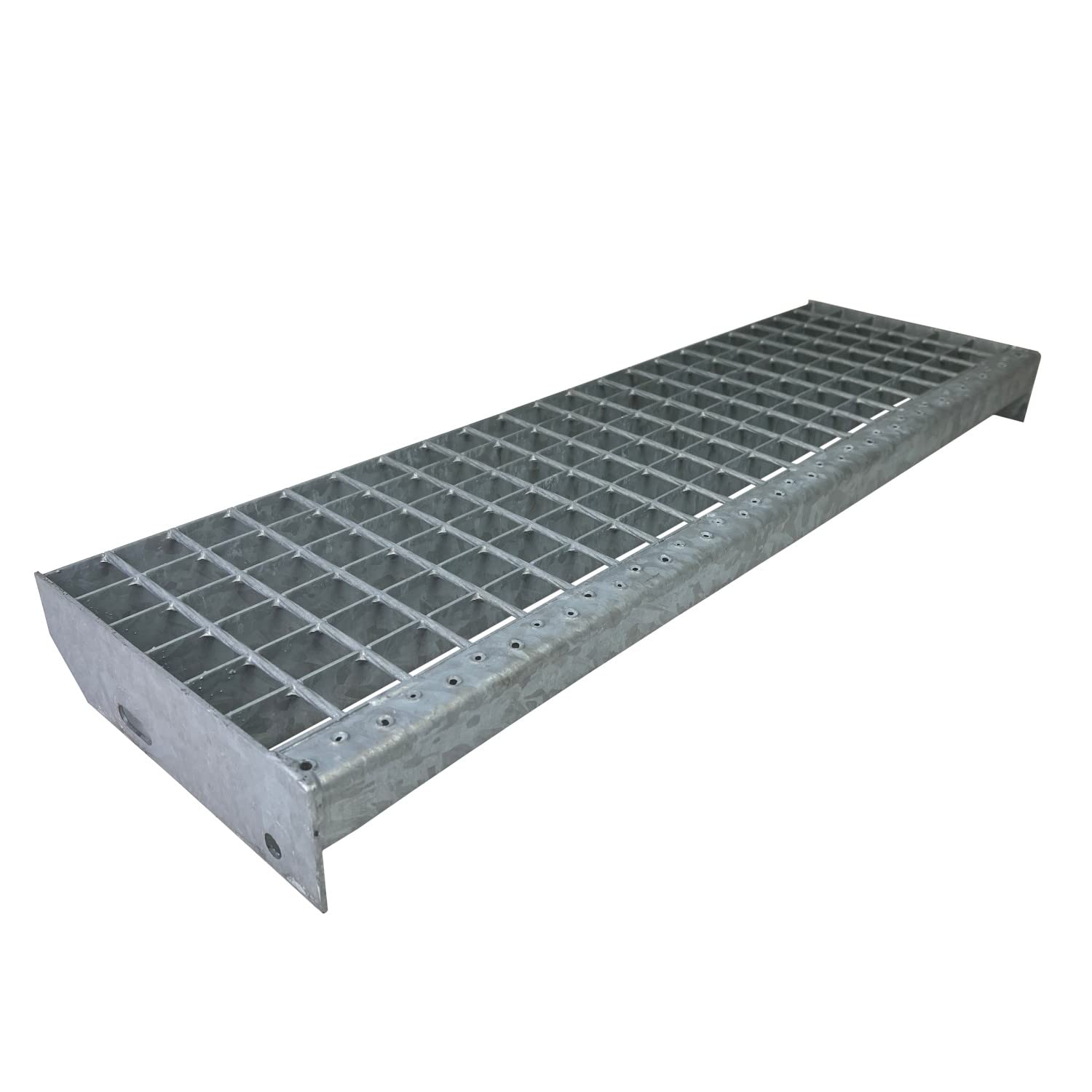 Stopnie kratki ocynkowanej i białej, malowane proszkowo, 1000 x 240 mm, rozmiar oczek 30 mm zgodnie z normą DIN 24531, odporność na poślizg R11, odporna na warunki atmosferyczne