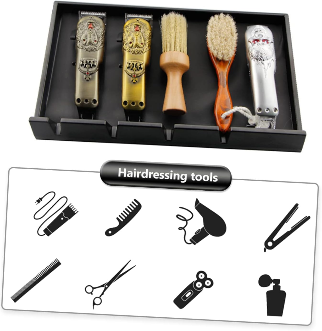Slip Electric Clipper Tray Hairdresser Organizer for Salon Tools Neat Storage for Barbers and Hair Stylists Black Design