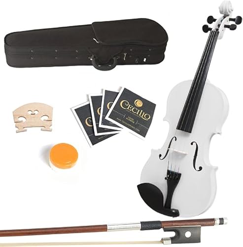Vista 35 de Mendini MA Viola de madera maciza con estuche, arco, resina, puente y cuerdas Marrón