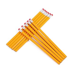 10 matite in legno con gomme, mina HB