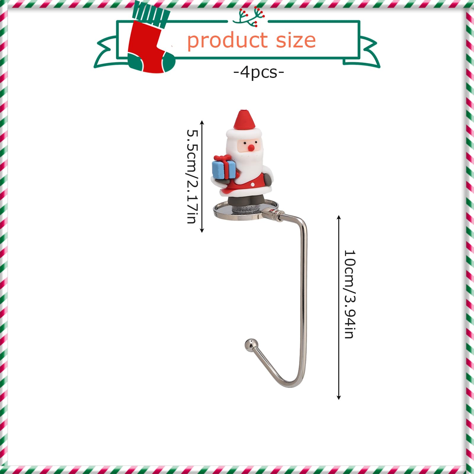 Juego de 4 Ganchos para Calcetines de Navidad, Mantel, Árbol, Muñeco de Nieve para Chimenea - Ganchos de Metal para Decoración de Fiestas Navideñas