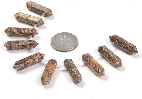 Vista 55 de Cuarzo rosa de 1.28 pulgadas (1.260 in) con piedras preciosas naturales hexagonales para hacer joyas, cuentas de curación de reiki de chakras