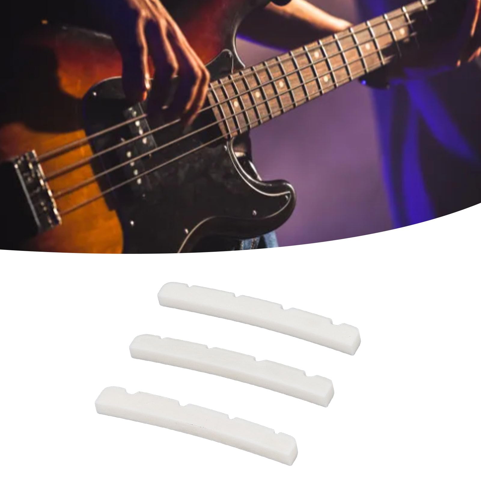 Curved Bottom Bone Bass Nut Upgrade Sound Quality for 4 String Jazz Bass Quick Setup