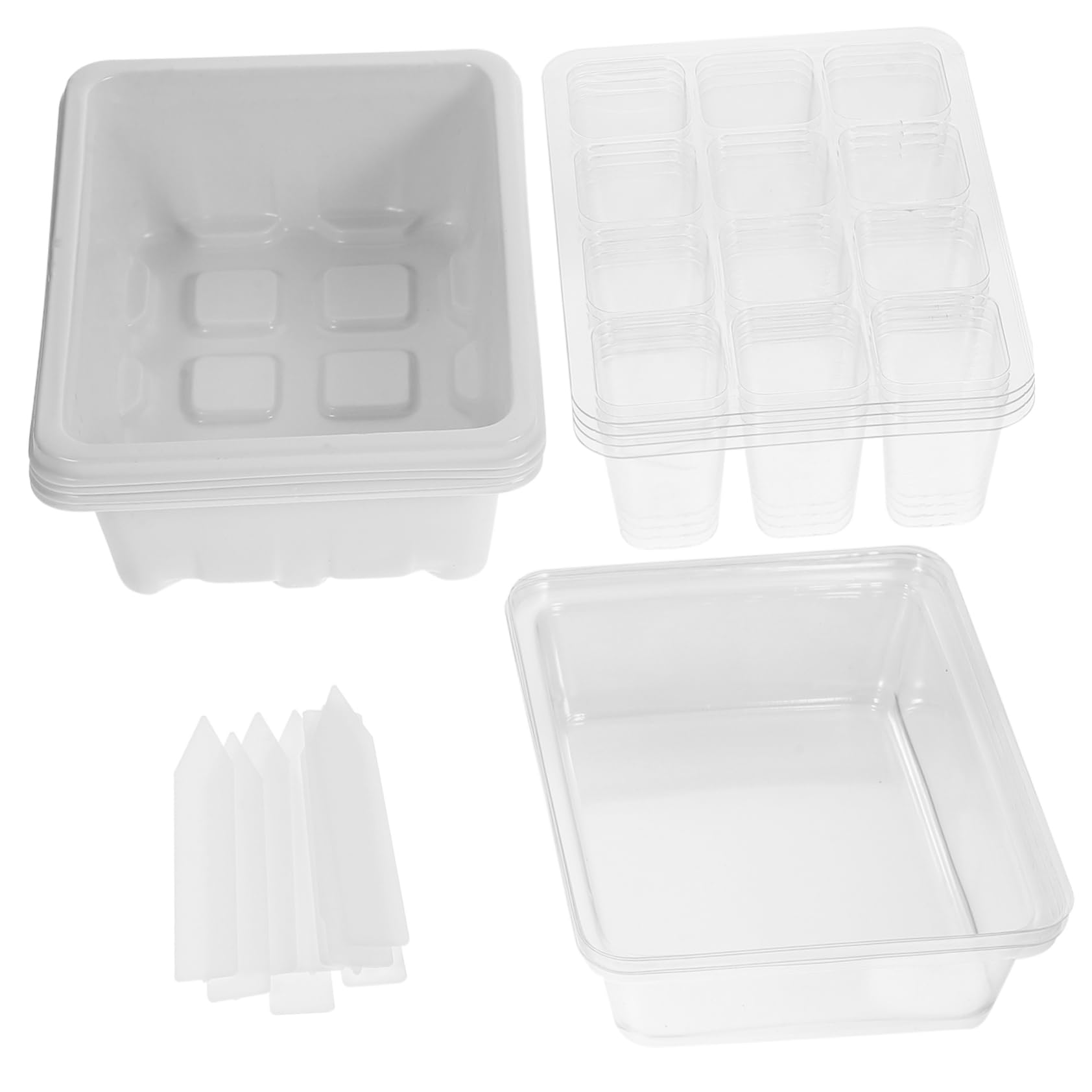 INOOMP 2juegos Bandeja De Germinación con Tapa para Plántulas De Huecos para Cultivar Semillas y Trasplantes Jardines y Huertos Kit Completo con Etiquetas De Plantas
