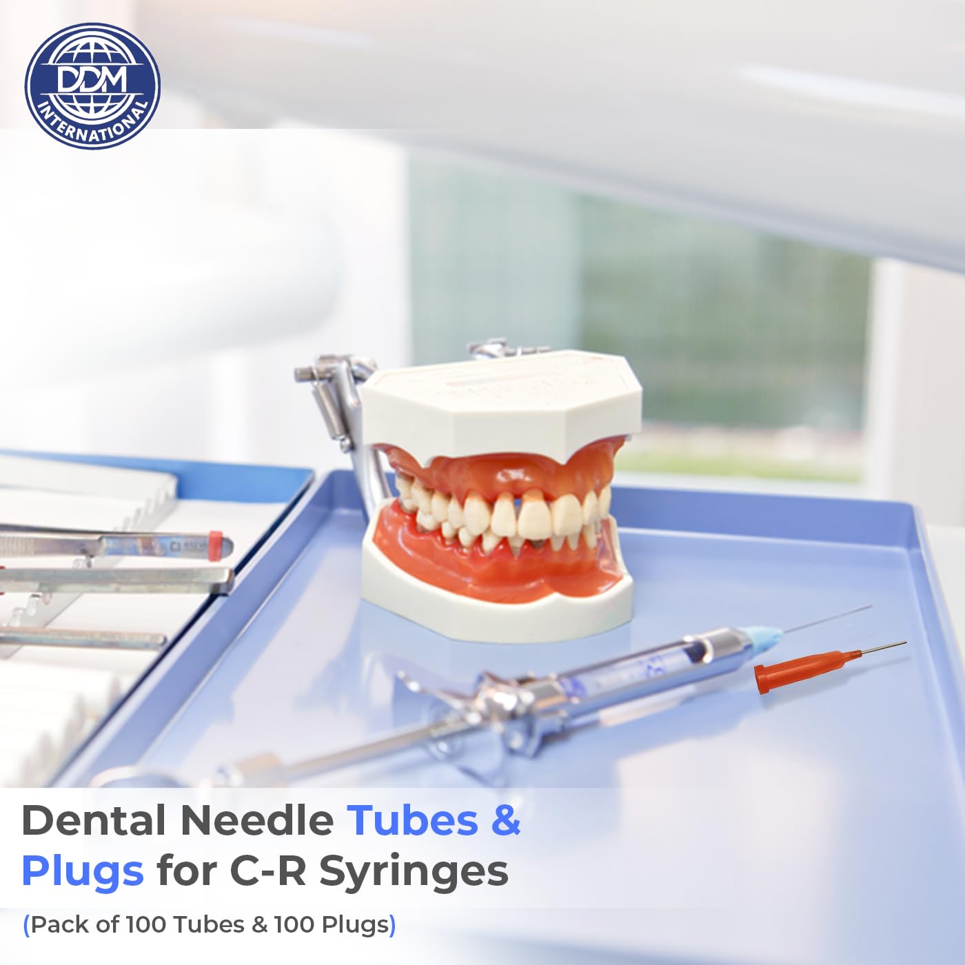 Dental Needle Tubes & Plugs - for C-R Syringes, Centrix Style Syringes – Pack of 100 Tubes & 100 Plugs Photoblock Orange