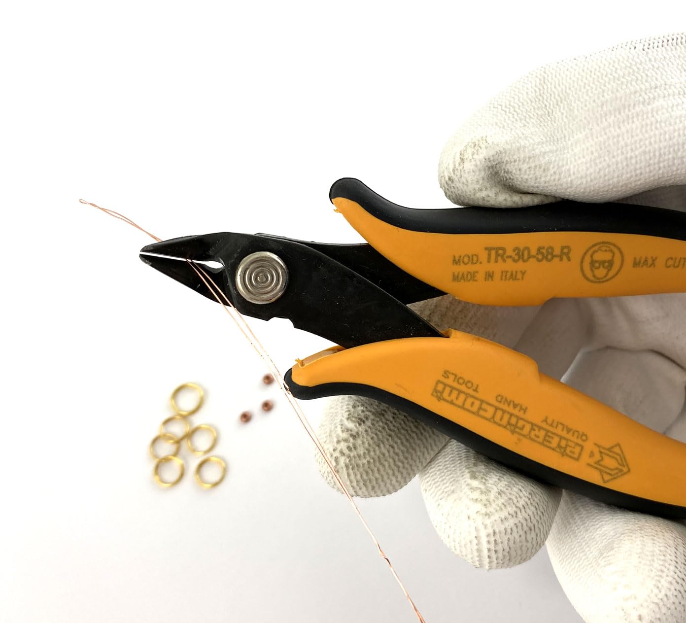 Piergiacomi - TR3058R Utensile per il Taglio Raso Lunghezza 138mm - Testa Media Taglienti affilati 8mm inclinati a 27° Per Rame o Altri Materiali duttili -max Ø1.63mm 14awg -Arancione -Made In Italy