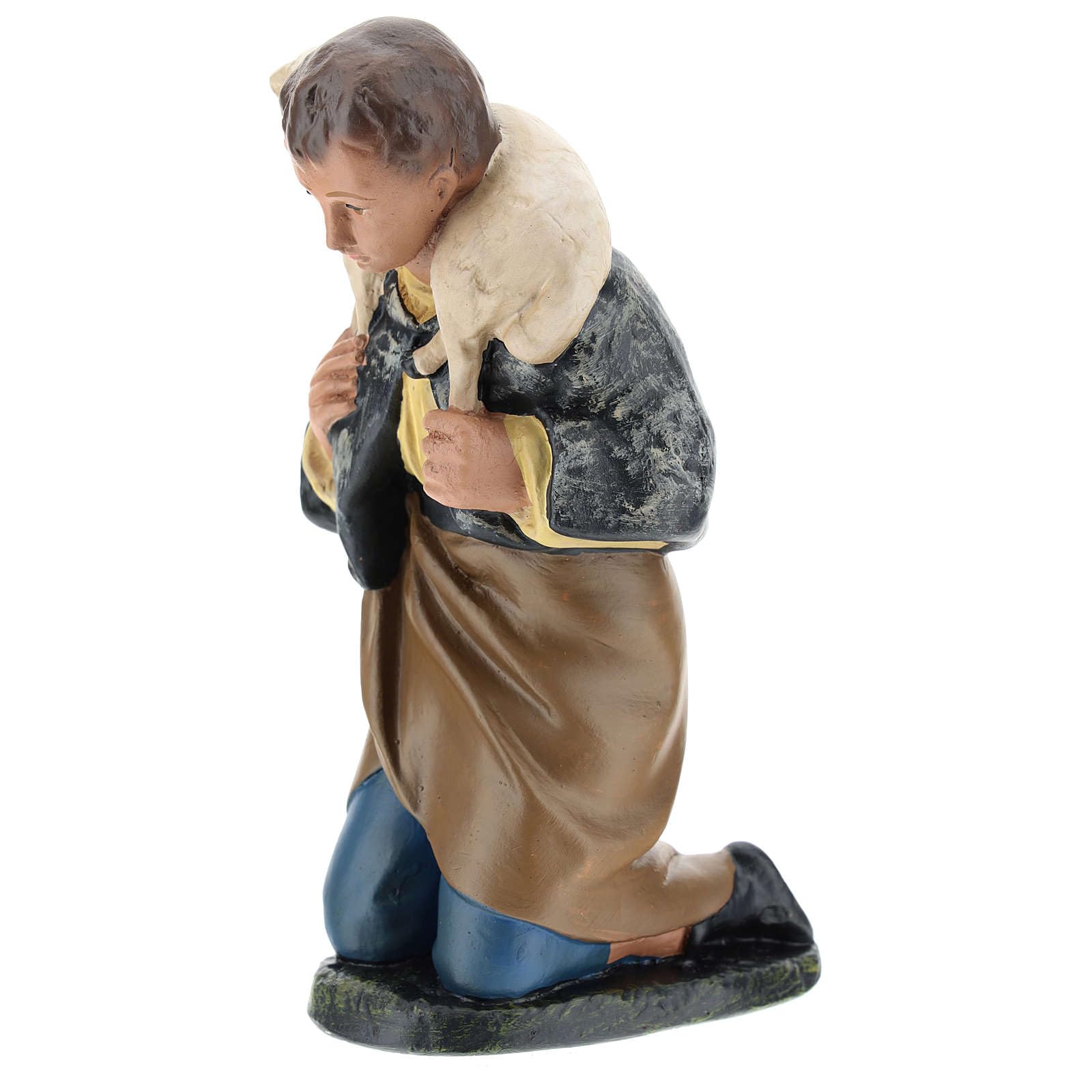 Holyart Presepe gesso Arte Barsanti: Statua pastore inginocchiato con pecora presepe 20 cm Arte Barsanti