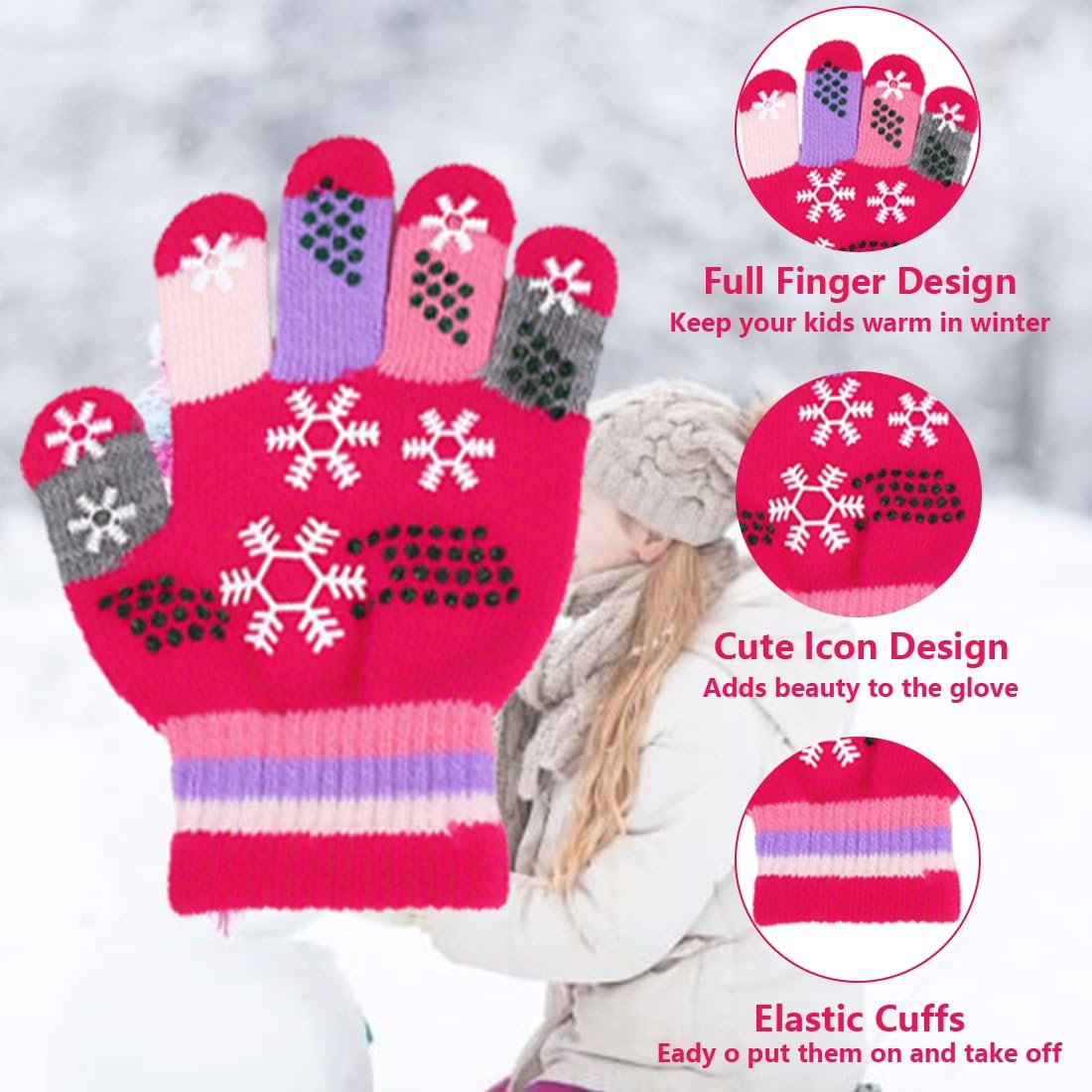 6 Paia Di Guanti Invernali In Maglia Nera – Caldi, Elastici, Unisex Per Costumi E Tempo Freddo - 2