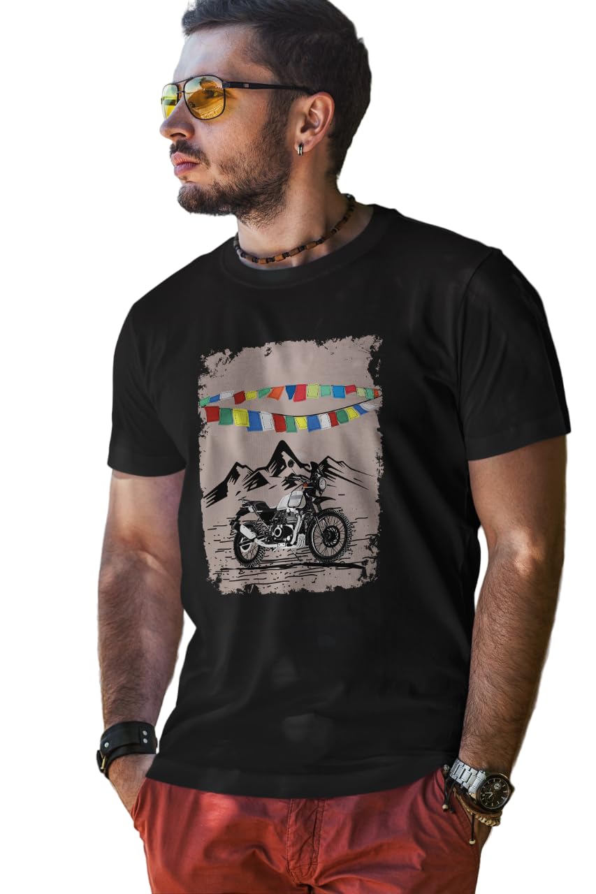 WANDERLOOMSMen's/Women's Round Neck Half Sleeves Mountain Strider Printed T-Shirt