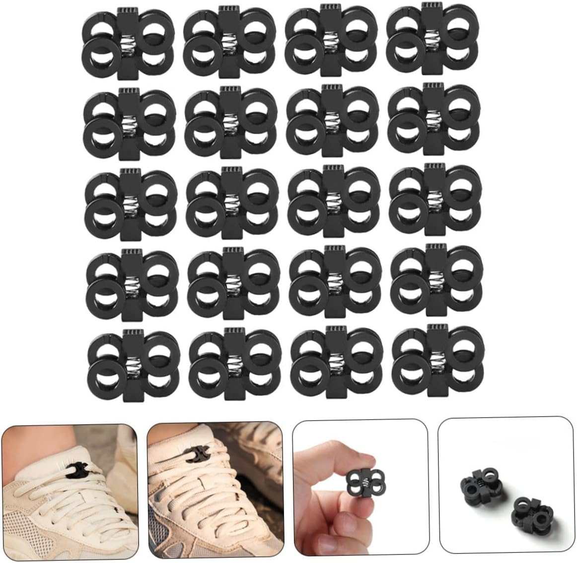 20pcs Adjustable Non-slip Shoelace Buckles Fastener Locks for Easy Tying Loose Design for Boys and Girls and Seniors Lightweight and Compact for Daily Use