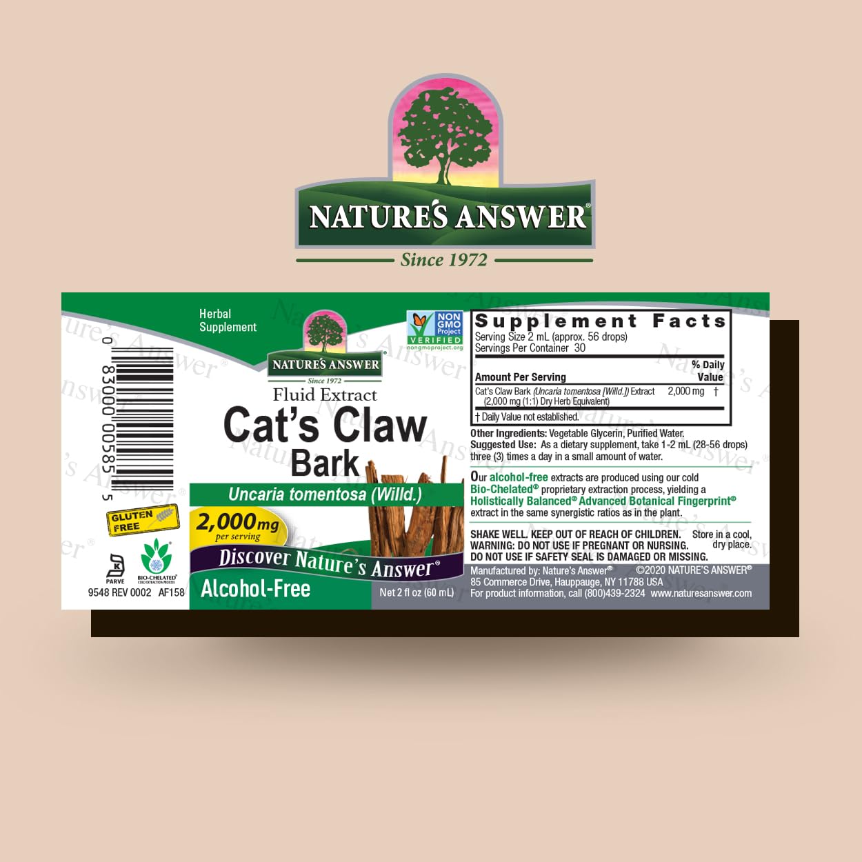 Nature's Answer Cat's Claw Inner Bark | Supports Healthy Joint & Muscle Function | Gluten-Free, Alcohol-Free, Vegan, Kosher Certified & No Preservatives 2oz — Amazon image 2