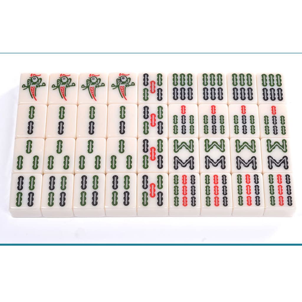 Tradycyjny chiński mahjong z 136 płytkami, 1 obrus, 2 kości, 2 kolorowe kostki, torba do przechowywania mahjong na podróż imprezę rodzinną gra prezent (kolor: imitacja jadeitu, rozmiar: 42 x 32 x 22 mm)