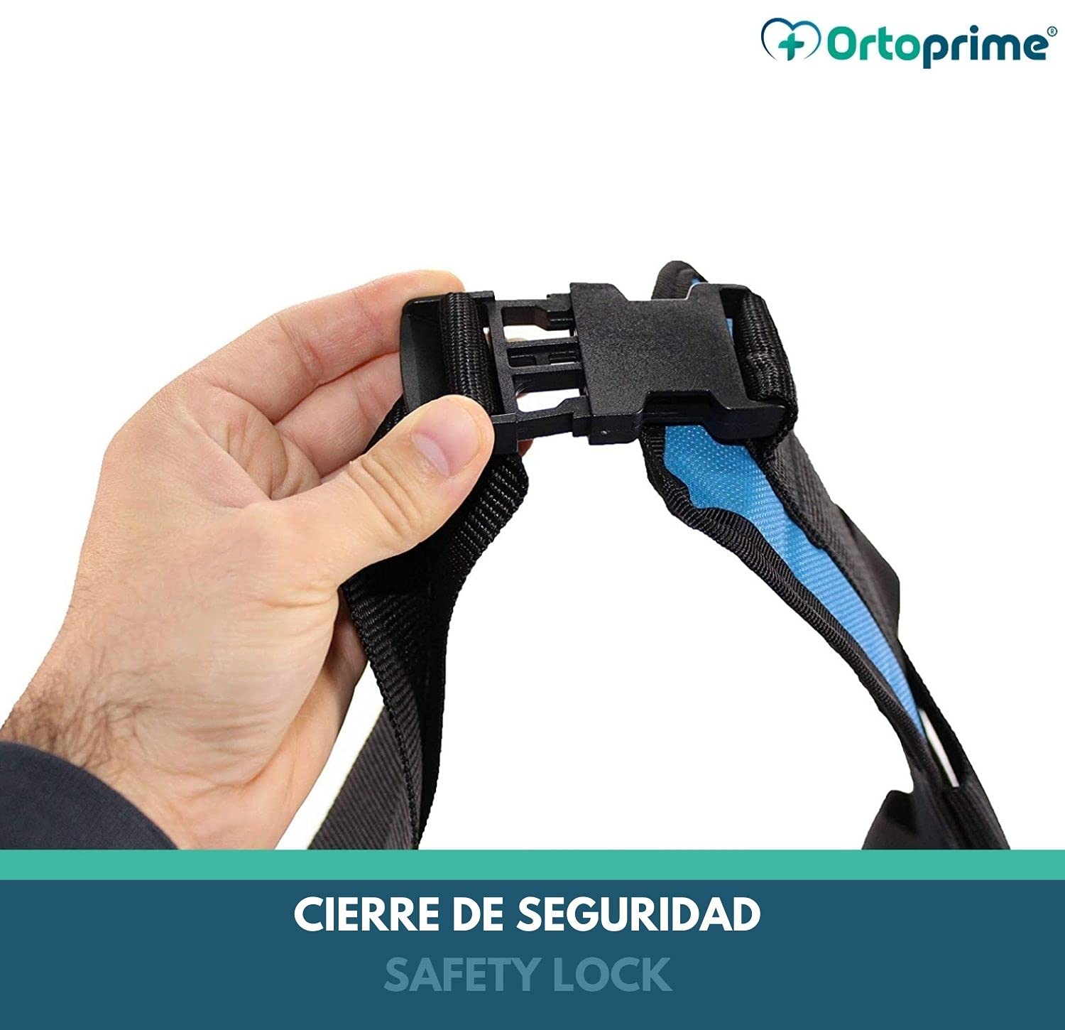 OrtoPrime Cinturón de Transferencia Adultos - Eslinga Lumbar de Transferencia - Cinturón de Seguridad para Ancianos con 4 Asas - Ayuda para Levantarse de Cama Pacientes y Cuidadores
