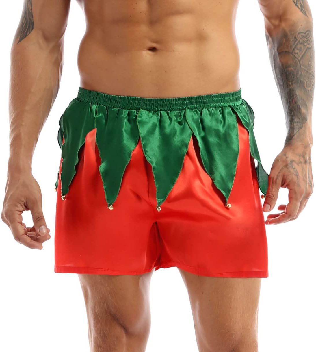 ranrann Men's Christmas Santa Claus Elf Costume Boxer Brief Shorts Holiday Fancy Cosplay Underwear