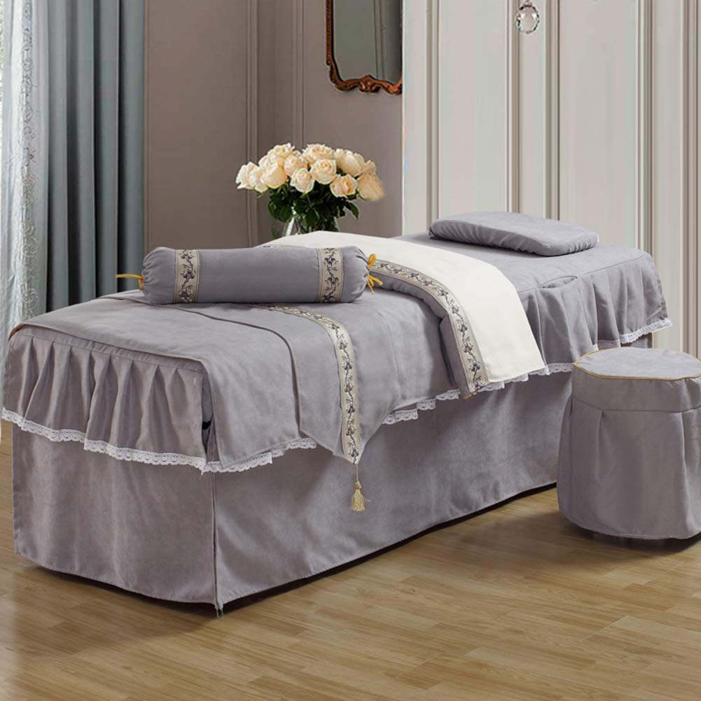 Massage Table Sheet Sets 6 Piece Massage Beds Skirt Pillowcase Stool Cover Bed Flag Bolster Pillow Full Round For Beauty Bed-x 70x185cm(28x73inch) good