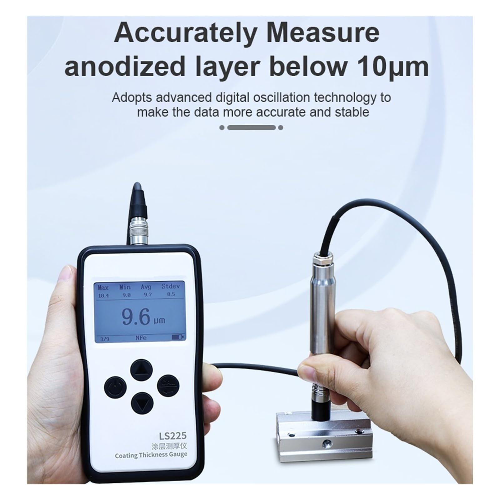 Cyfrowy miernik grubości powłoki LCD LS225 z zakresem 0,0-1500 m Szybka obsługa
