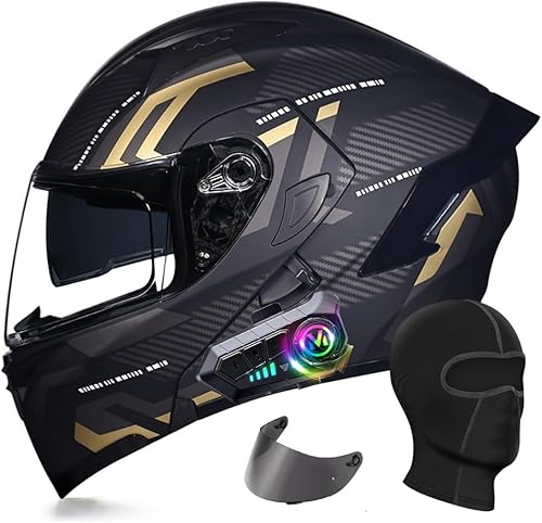 Cascos modulares de motocicleta Bluetooth, aprobado por DOT, casco de motocicleta de doble visera, casco integrado con doble altavoz integrado con
