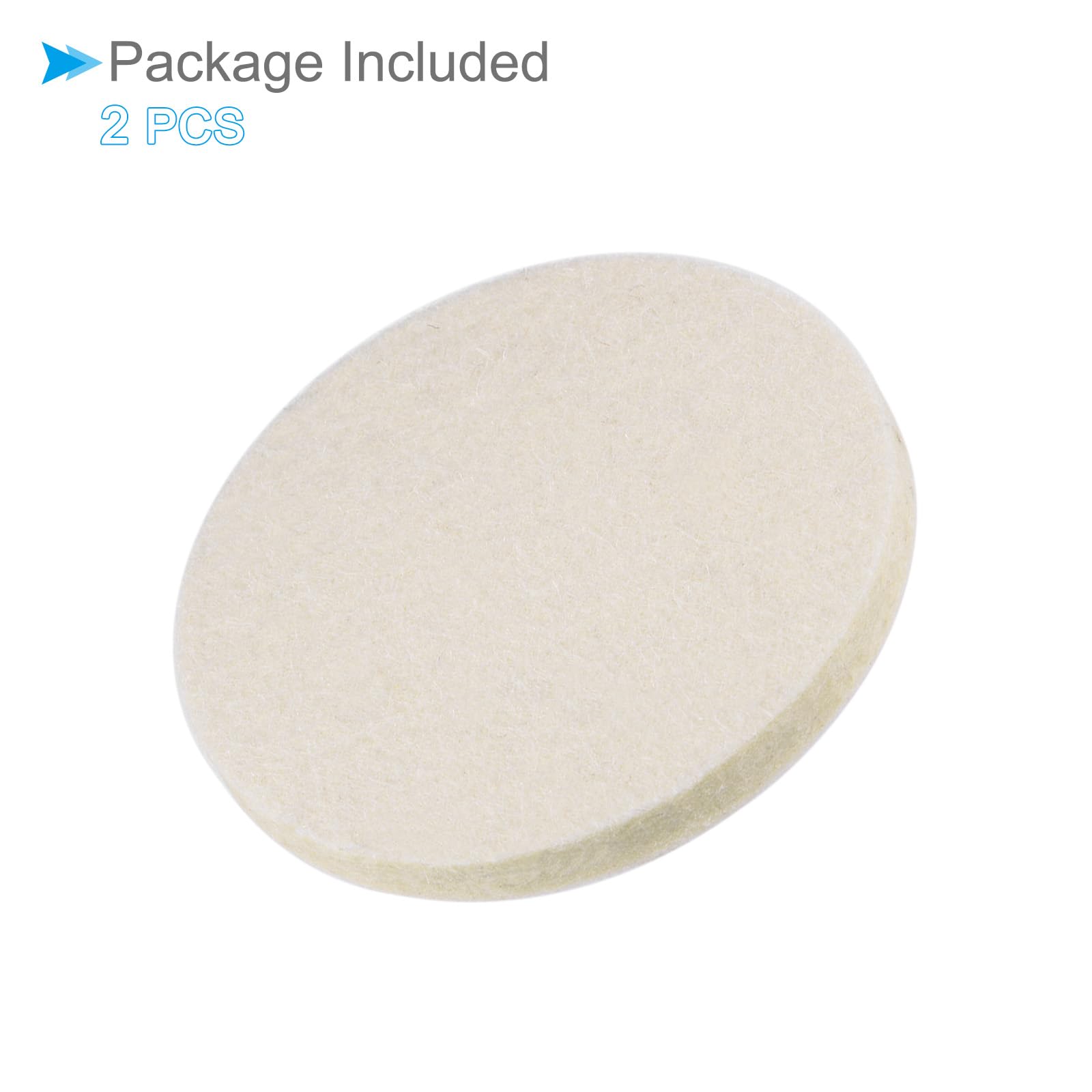 4-Inch Wool Felt Polishing Pads 2-Pack - Self-Adhesive Hook & Loop Buffing Pads