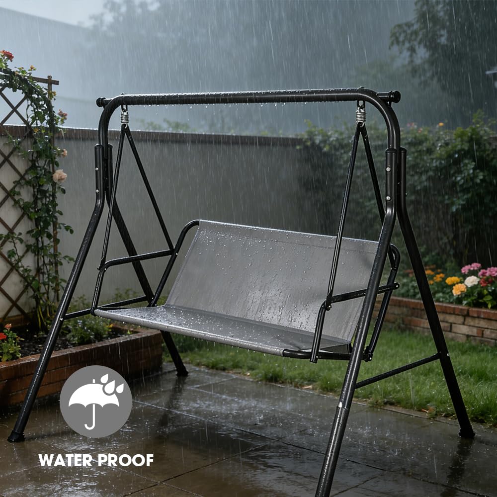 Ersatz-Schaukelsitzbezug, Hollywoodschaukel Sitzbezug 600D Oxford Gewebe Wasserdicht Reißfest Ersatzpolster Gartenstuhl Sitzbezug Passform für 2-3Sitzer (138 * 50 * 50cm,Grau)