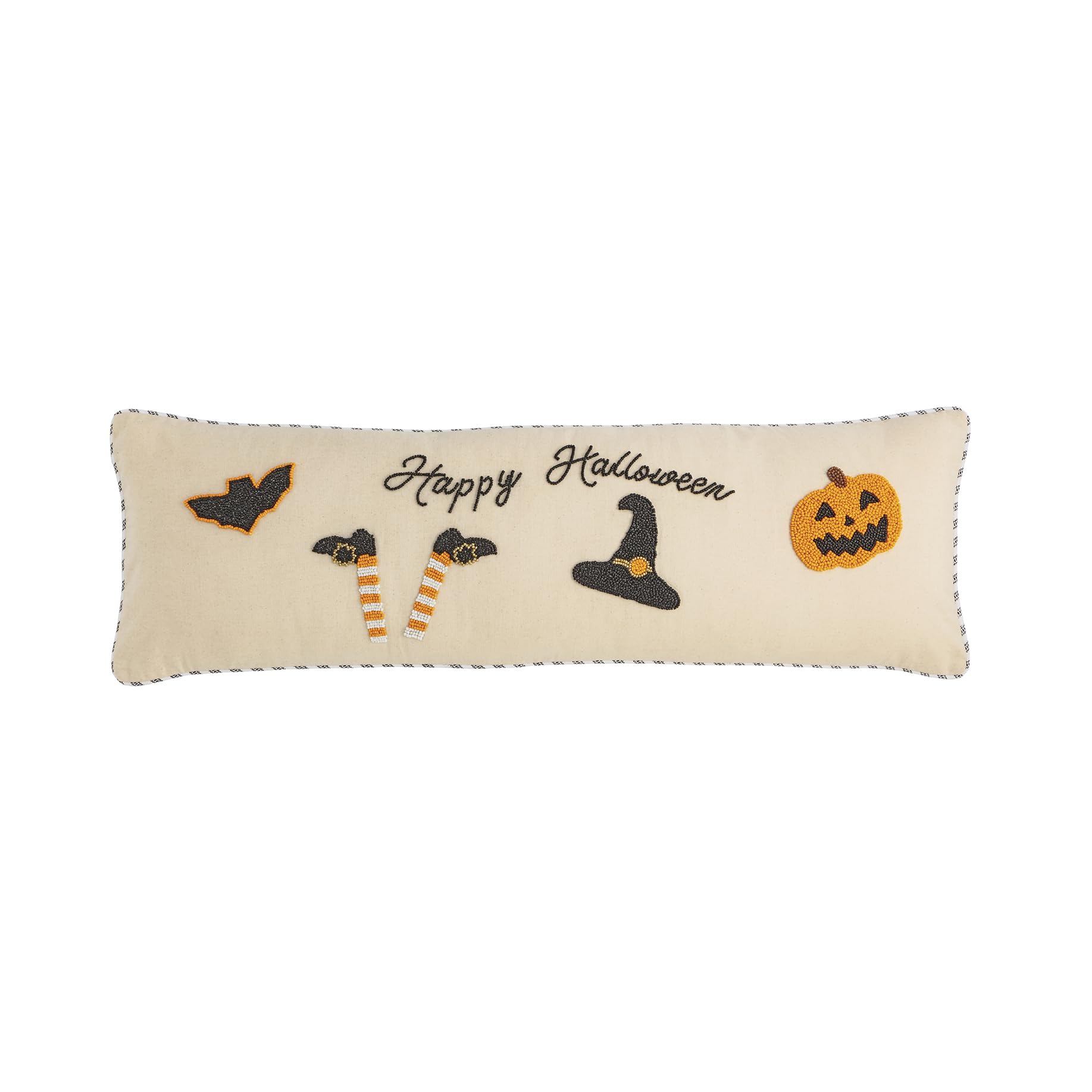 Mud Pie Halloween Beaded Witch Happy Halloween Long Pillow