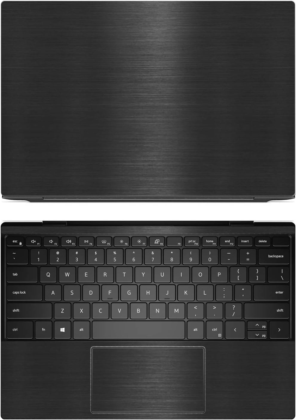 Decalrus - Protective Decal for Dell XPS 13 9300/9310 (13.4" Screen) Laptop Black Texture Brushed Aluminum Skin case Cover wrap BAdellXPS13_9300Back
