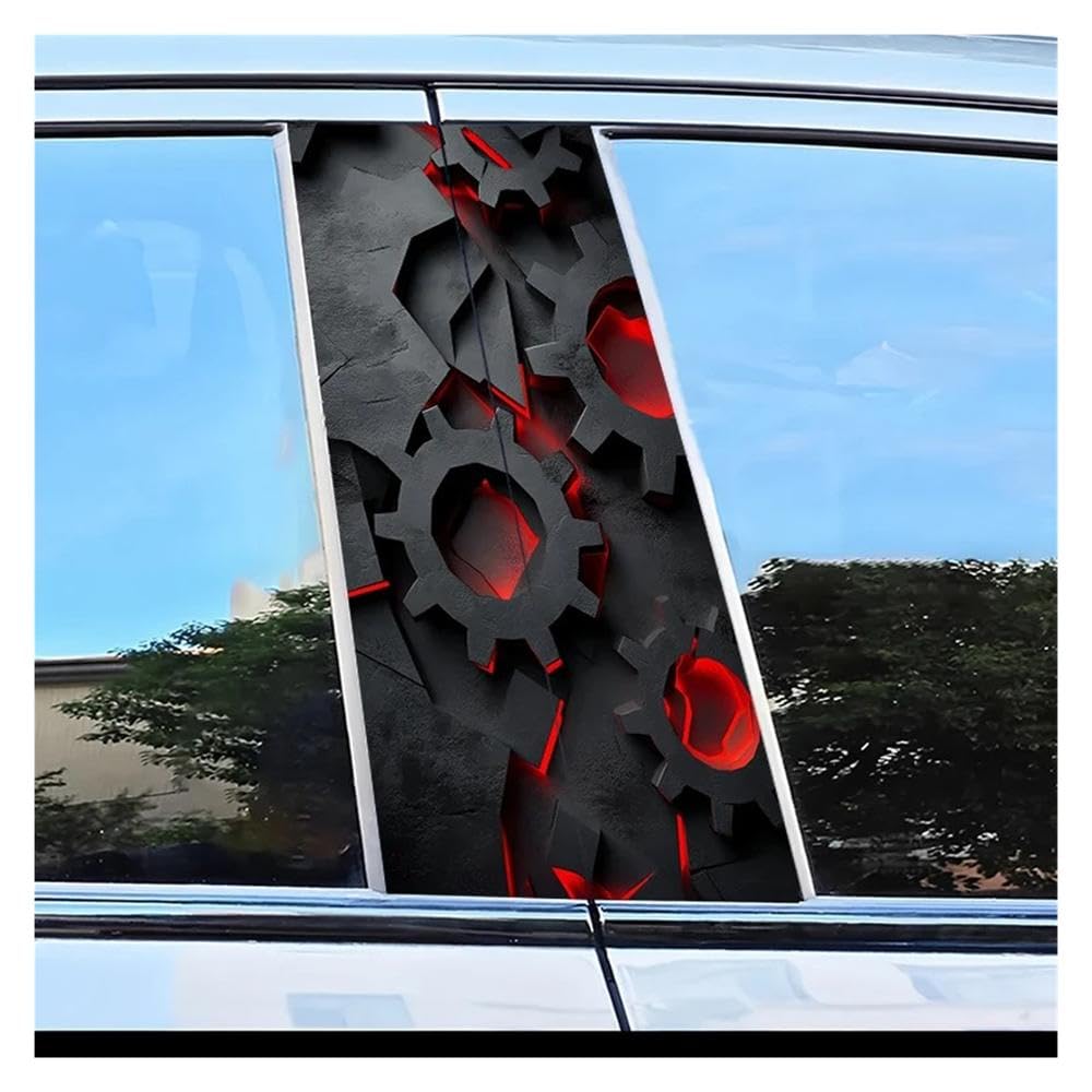 Dabhuoc One Color Car Parts 2Pcs Car Center Pillar Protection Stickers Gear Pattern Scratch Resistant Film