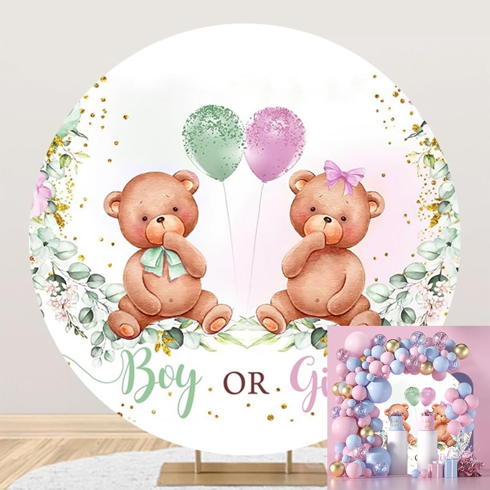 OERJU Gender Reveal Backdrop – Runde Hintergrunddeko Für Babyparty