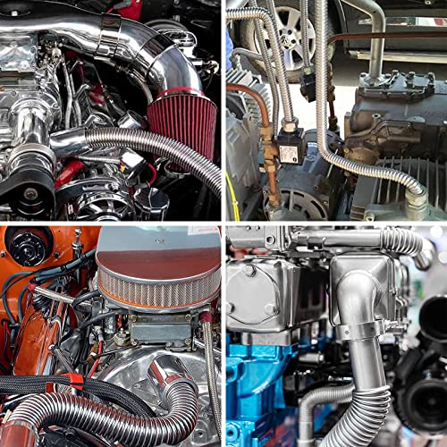 Fizlig Inner Exhaust Pipe - Stainless Steel Parking Air Heater Generator Flex Exhaust Extension Pipe | Parking Air Heater Fuel Tank Diesel Gas Vent Hose (120Cm/47.2In) #TOP2