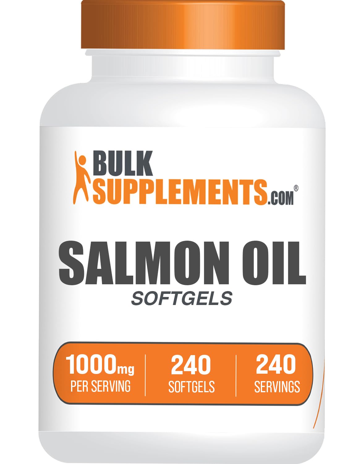 BulkSupplements.com Salmon Oil Softgels - Omega 3 Supplement, Wild Alaskan Salmon Oil Supplements - 1000mg, Gluten Free, 1 Softgel per Serving, 240 Count (Pack of 1)