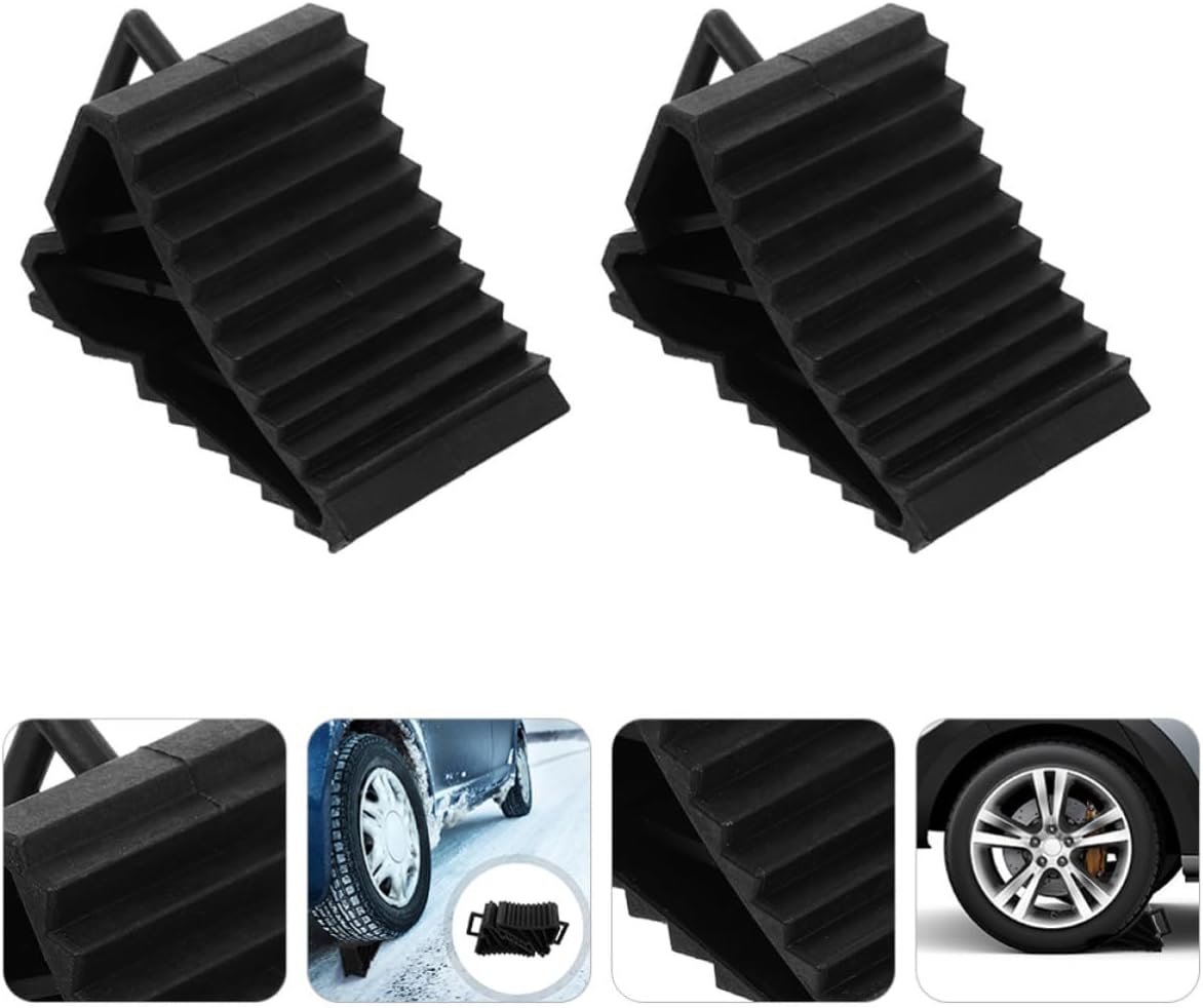 2pcs Vehicle Wheel Chocks with Handle, Triangular PP Tire Stops
