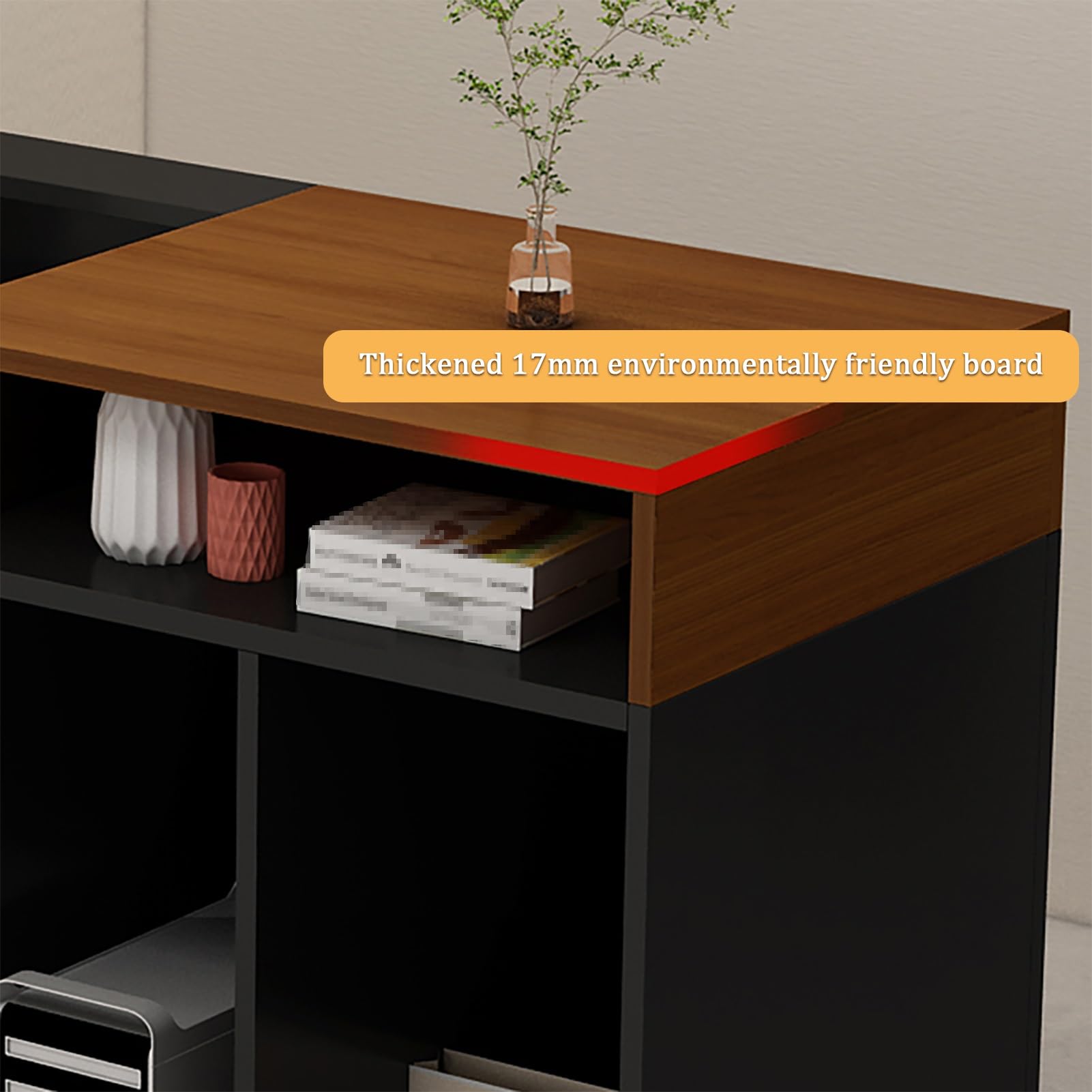 Elegante scrivania moderna con cassetto chiudibile a chiave, soluzione di archiviazione per ufficio, 100 x 50 x 100 cm, per aziende e uffici domestici