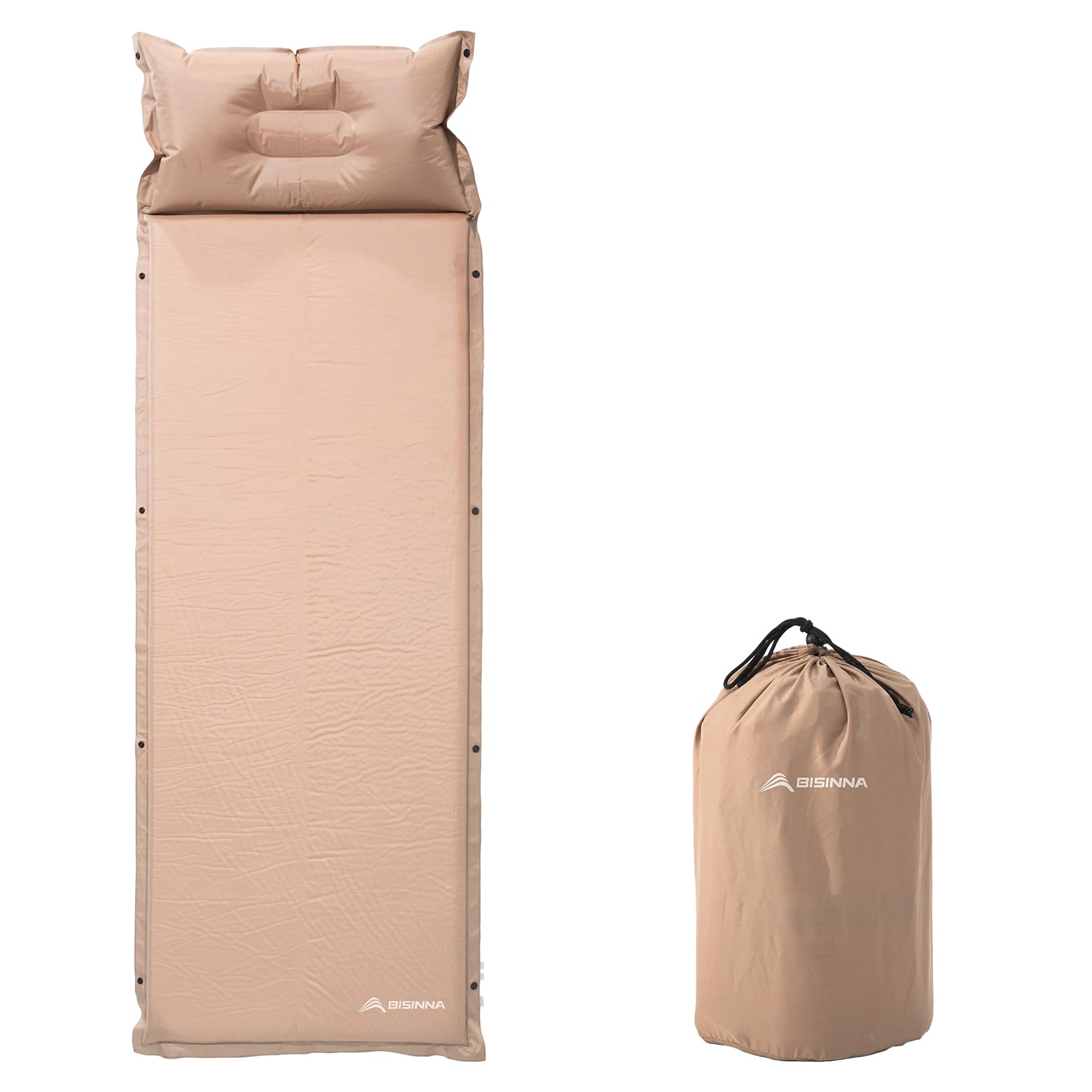 BISINNA Self Inflating Sleeping Pad Thick Foam Sleeping Mattress with Pillow for Camping Lightweight Insulated Sleeping Mat Fast Inflating for Camping Travel Car Tent 2inches