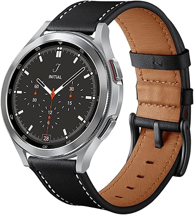 Intoval Watch Band for Samsung Galaxy Watch 4 Classic/ 4, Genuine Leather Bands for Men, Compatible with Galaxy Watch 4 Classic 42mm/46mm and Watch 5/5 Pro/Active 2/ Active